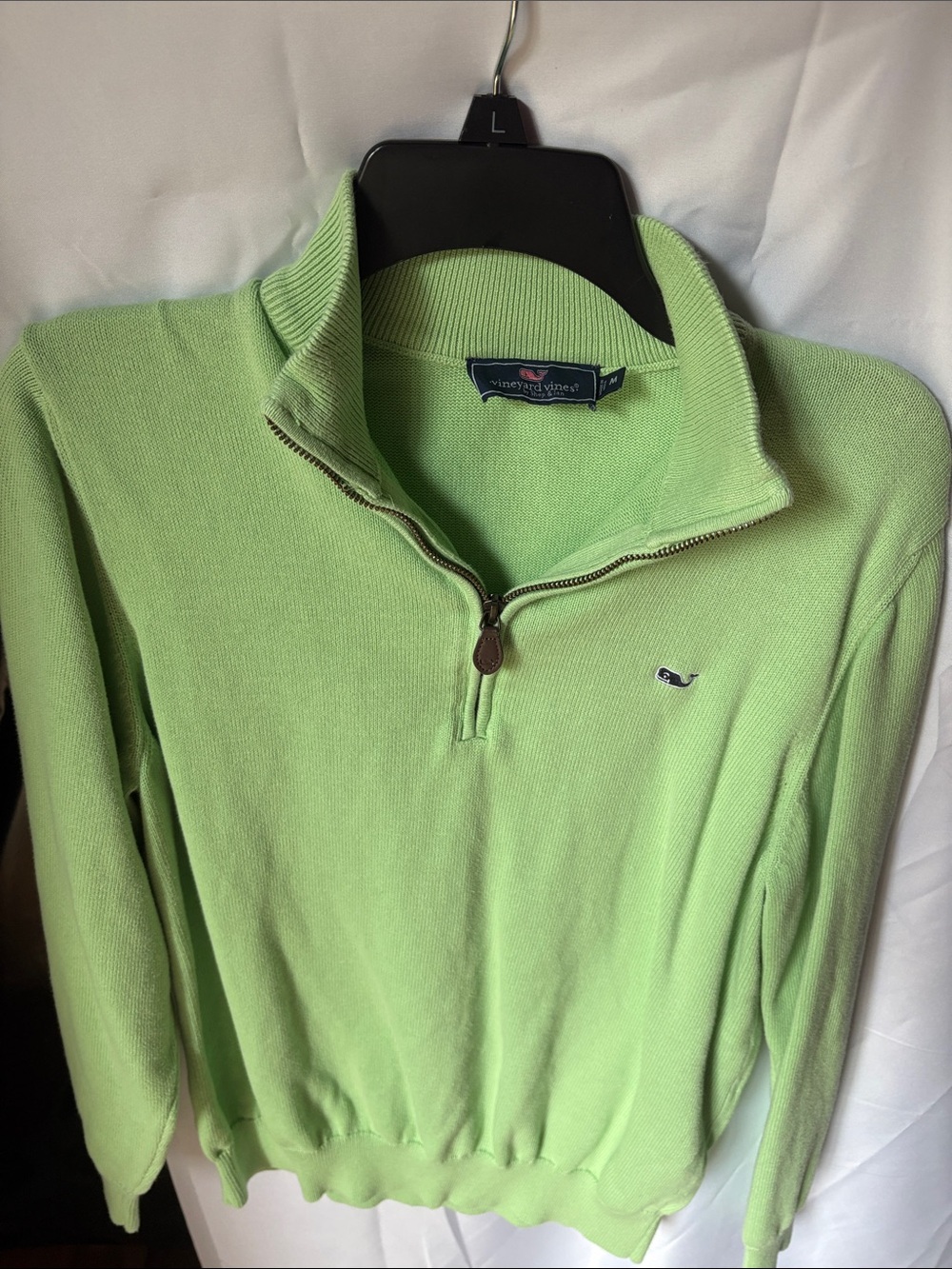 Vineyard Vines Men’s Bright Lime Green Half-Zip Sweater